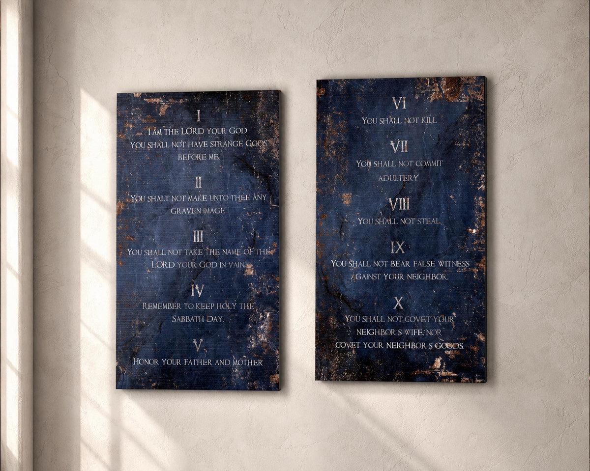 Sapphire-Stone Inspired, Ten Commandments Metal Tablets
