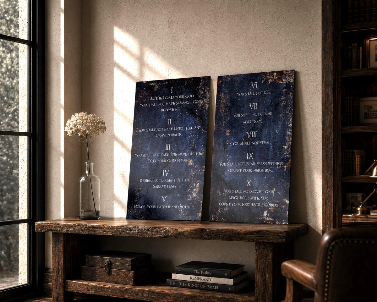 Sapphire-Stone Inspired, Ten Commandments Metal Tablets