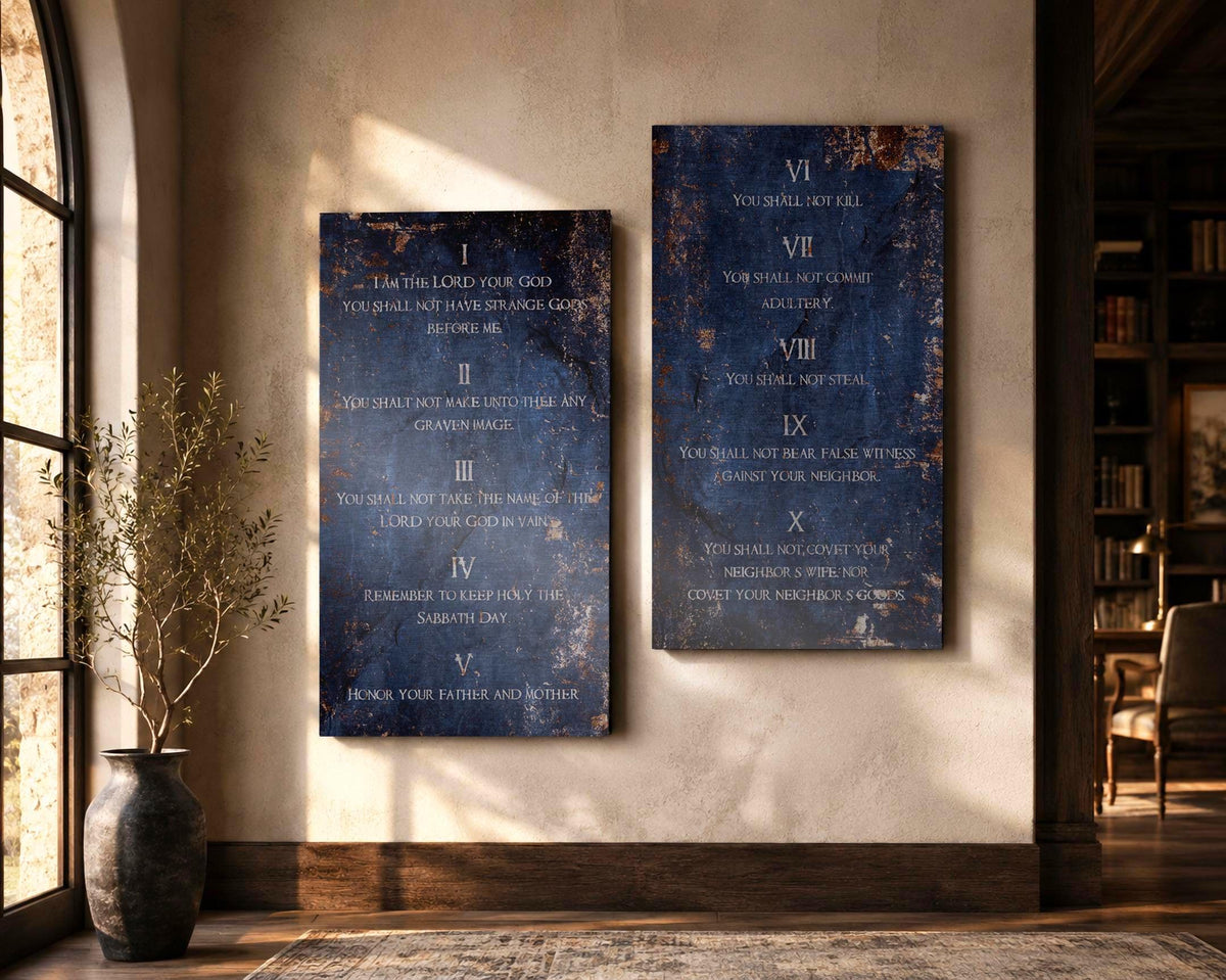Sapphire-Stone Inspired, Ten Commandments Metal Tablets