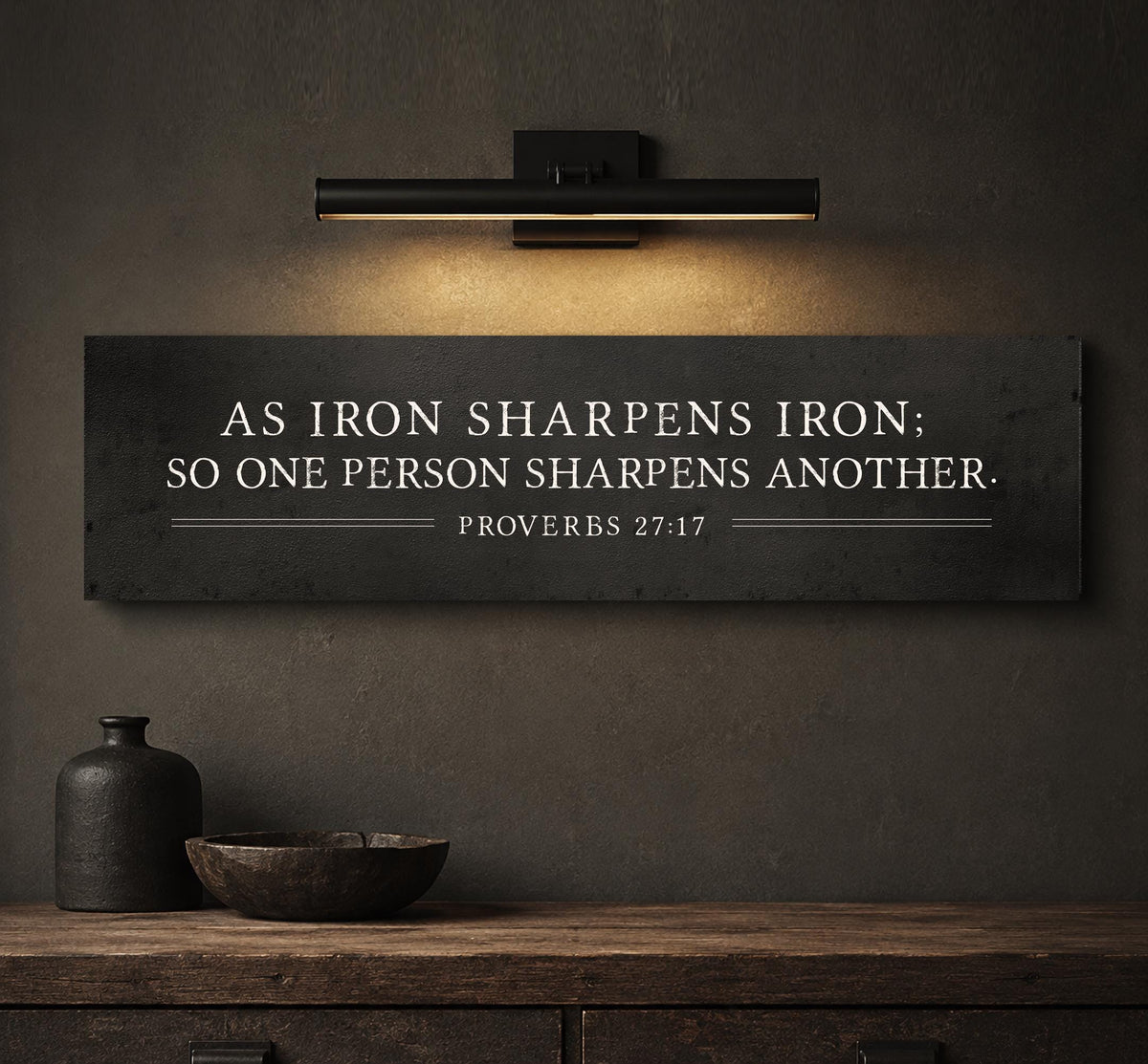 Proverbs 27:17 Tarnished IronWorks Wall Decor