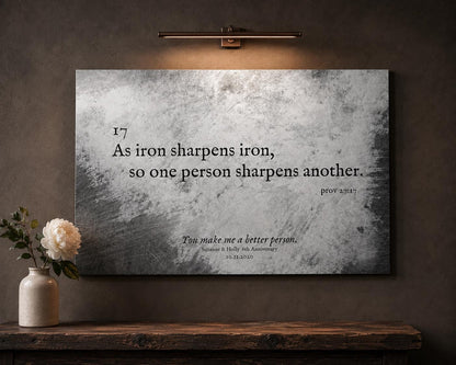 5th Anniversary Wood Gift for Him, As Iron Sharpens Iron