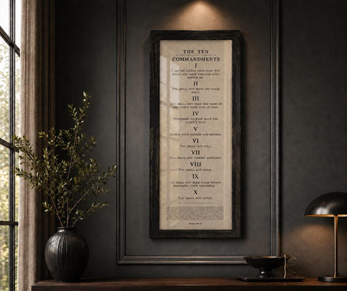 Framed Ten Commandments Parchment Wall Art