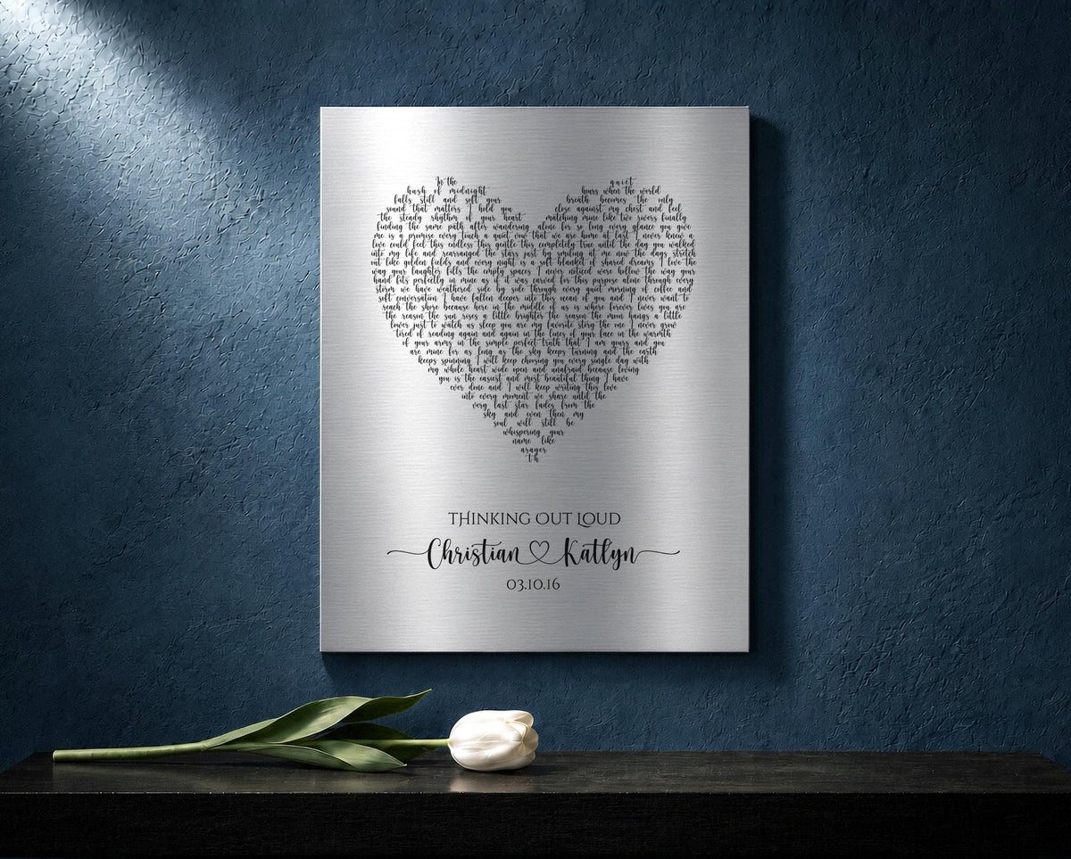 Rustic Heart Shape Song Lyric Sign on Tin