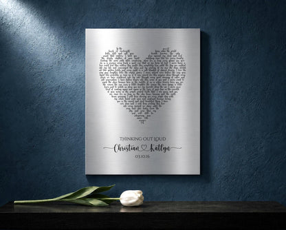 Rustic Heart Shape Song Lyric Sign on Tin