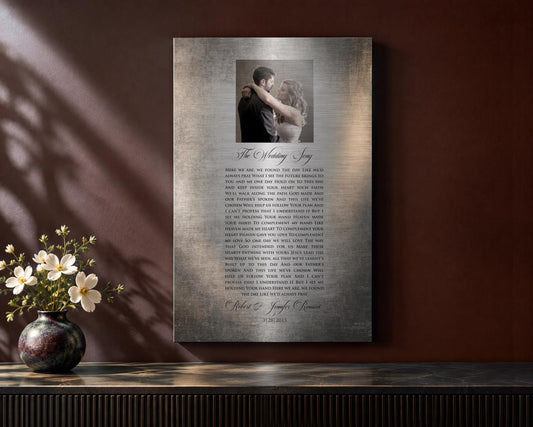 Distressed Tin Wedding Song Plaque with Photo
