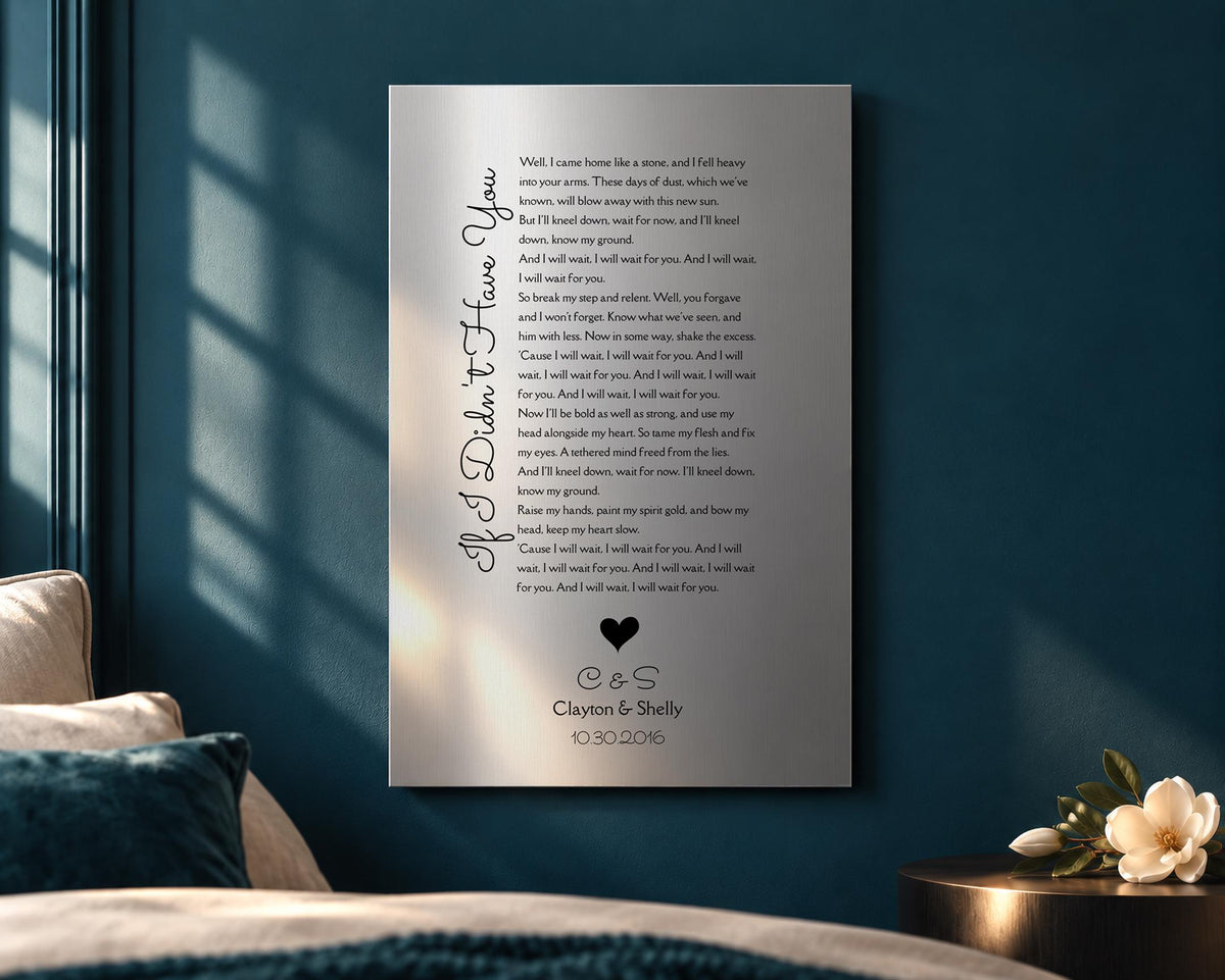 Custom Song Plaque, shown on the wall, 10th anniversary tin