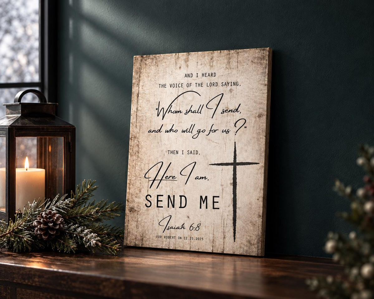 Rustic Wood Bible Verse Plaque: Send Me Lord, Personalized Christian Wall Art - HoneycombProverbs - Signs - Christian Wall Art