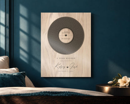 Personalized 5th Anniversary Wood Record: Song Lyrics, Names & Date - HoneycombProverbs - Signs - 5 year anniversary gifts