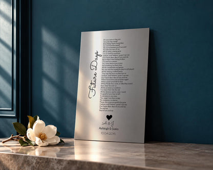 Custom Song Plaque, size and option view, 10th anniversary tin