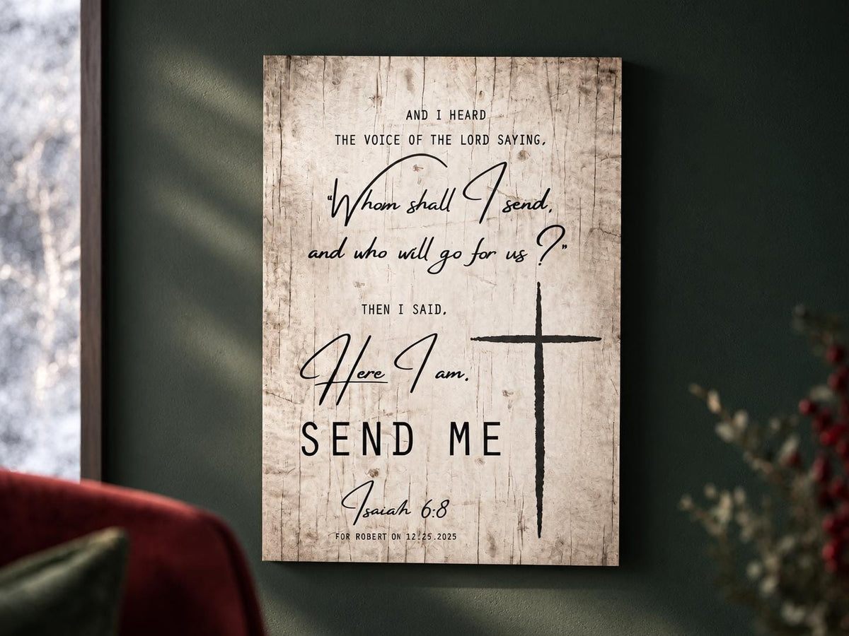 Rustic Wood Bible Verse Plaque: Send Me Lord, Personalized Christian Wall Art - HoneycombProverbs - Signs - Christian Wall Art