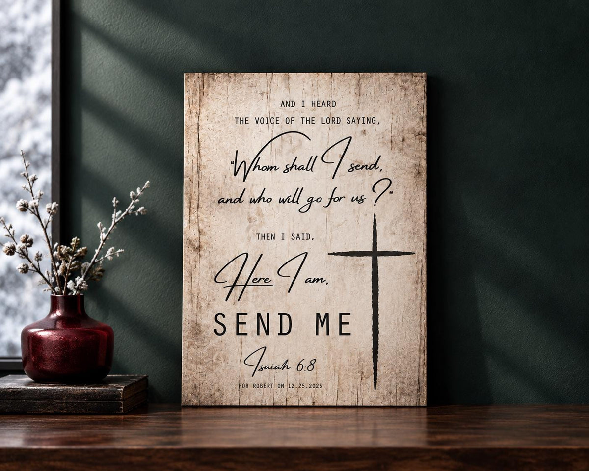 Rustic Wood Bible Verse Plaque: Send Me Lord, Personalized Christian Wall Art - HoneycombProverbs - Signs - Christian Wall Art