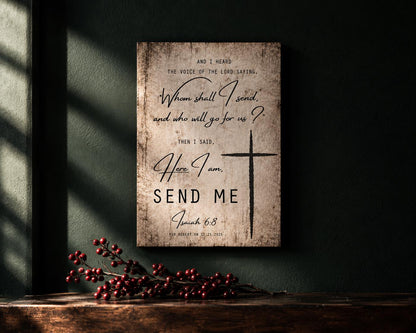 Rustic Wood Bible Verse Plaque: Send Me Lord, Personalized Christian Wall Art - HoneycombProverbs - Signs - Christian Wall Art