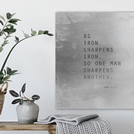 Proverbs 27:17 Grunge Metal Print Sign