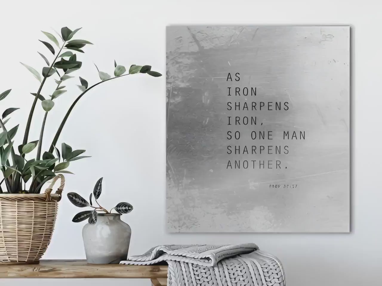 Proverbs 27:17 Grunge Metal Print Sign