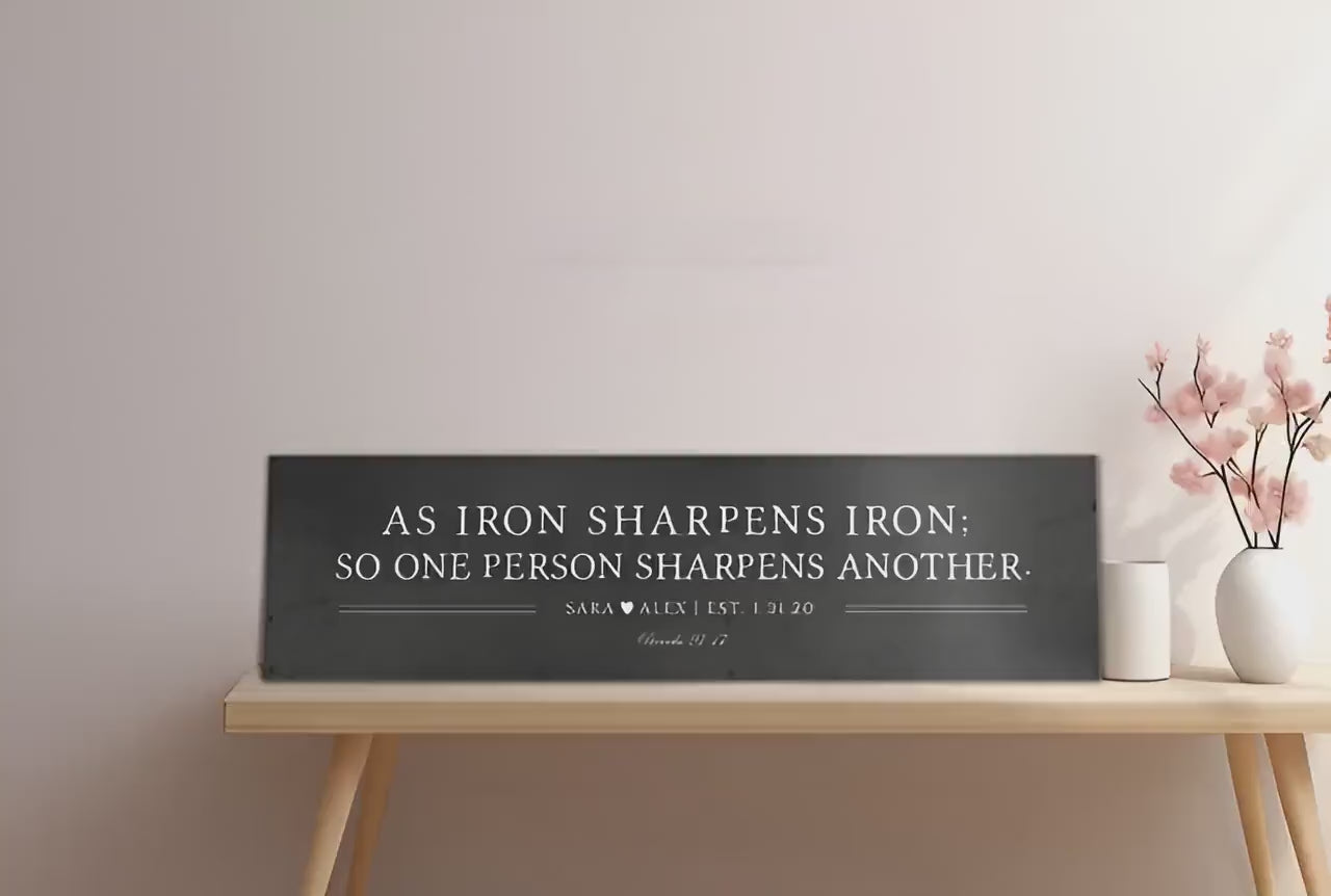 Iron Anniversary Gift, Iron Sharpens Iron Sign