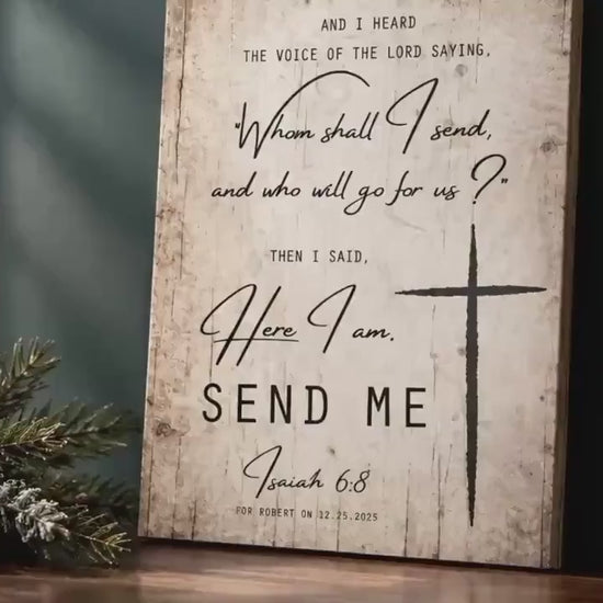 Rustic Wood Bible Verse Plaque: Send Me Lord, Personalized Christian Wall Art