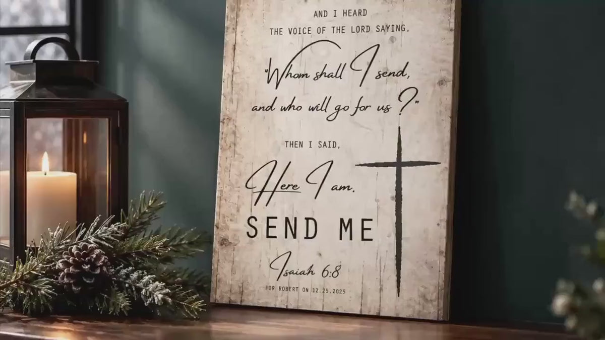 Rustic Wood Bible Verse Plaque: Send Me Lord, Personalized Christian Wall Art