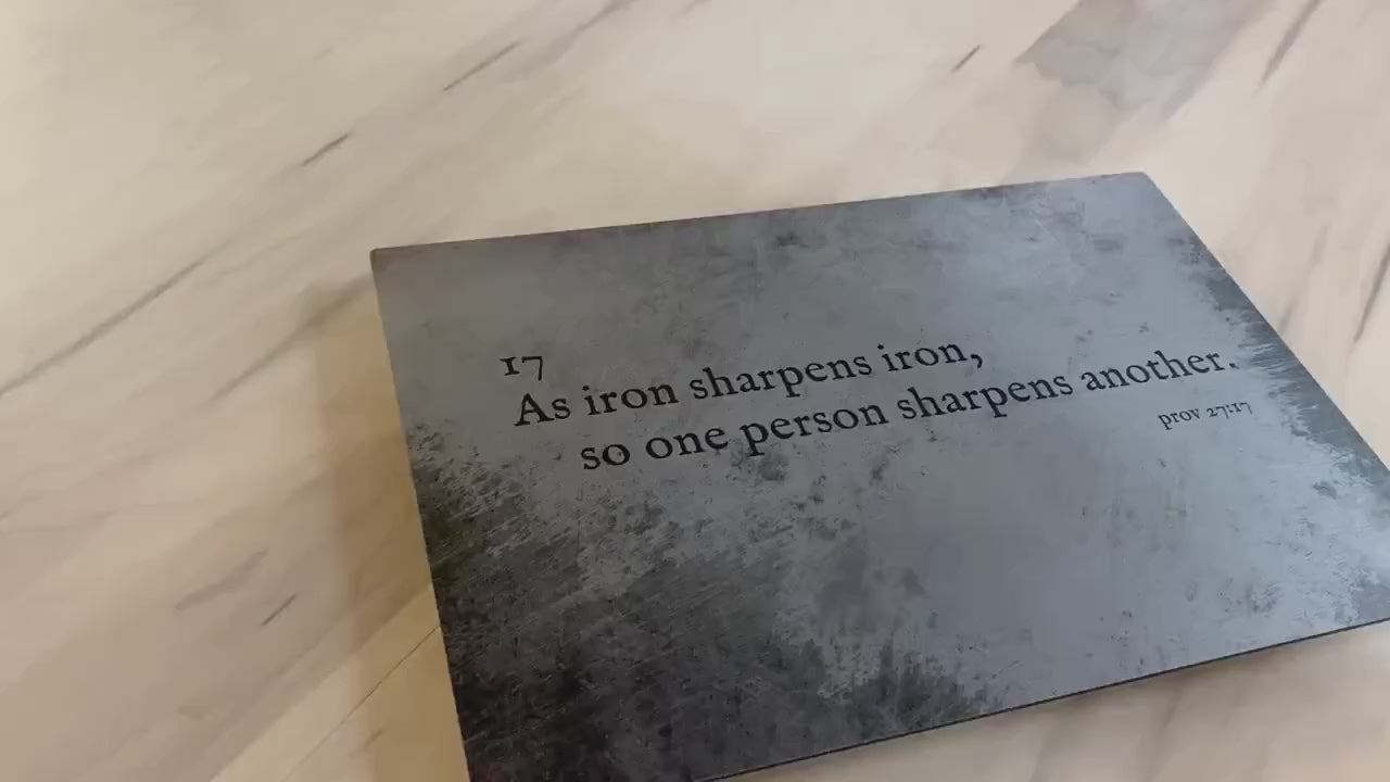 As Iron Sharpens Iron Farmhouse Industrial Metal Sign