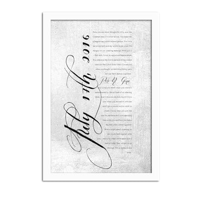 Wedding Date and Vow Art - Fine art and canvas personalized anniversary and inspirational gifts