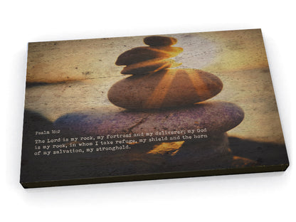 Wood Inspired Scripture Art: Psalm 18:2 on Canvas - Honeycomb Proverbs - Wedding gift ideas - paper anniversary gifts 