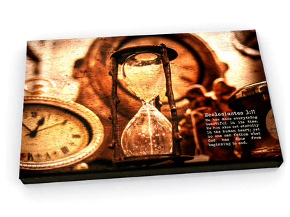 Wood Inspired Scripture Art: Ecclesiastes 3:11 on Canvas - Honeycomb Proverbs - Wedding gift ideas - paper anniversary gifts 