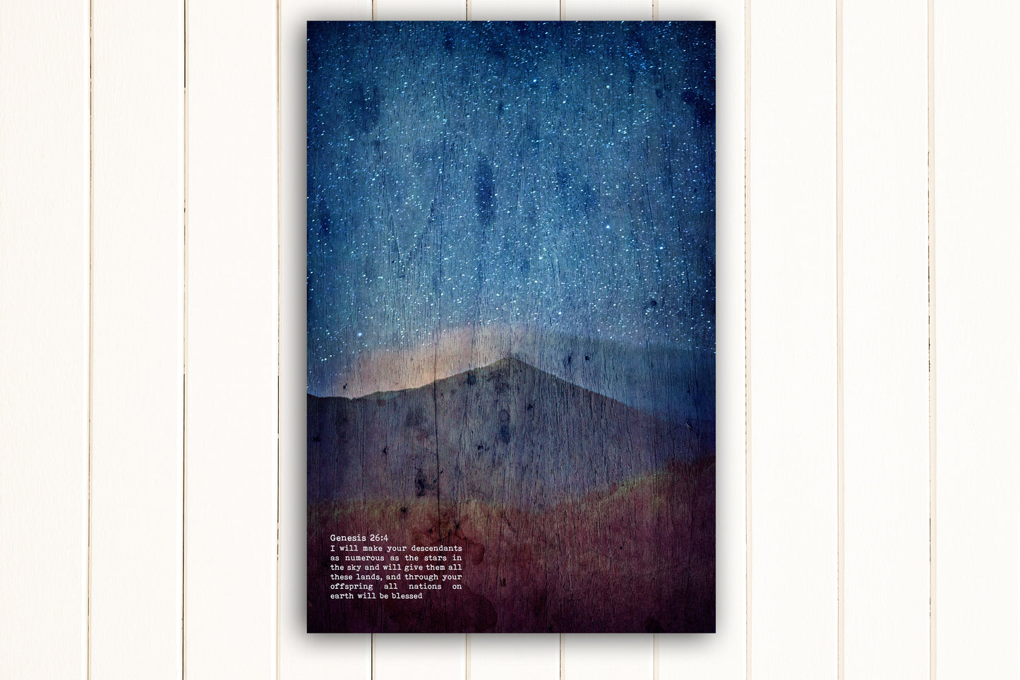 Wood Inspired Scripture Art: Genesis 26:4 on Canvas - Hunnycomb Proverbs - Wedding gift ideas - paper anniversary gifts 