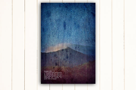 Wood Inspired Scripture Art: Genesis 26:4 on Canvas - Hunnycomb Proverbs - Wedding gift ideas - paper anniversary gifts 