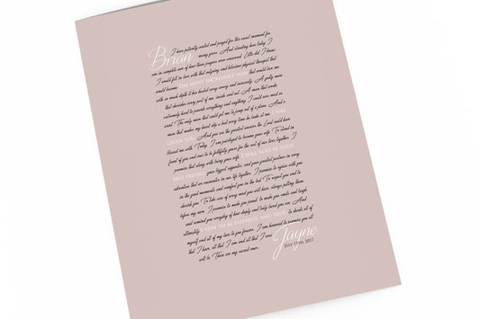 Custom Wedding Vow Art - Fine art and canvas personalized anniversary and inspirational gifts