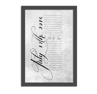Wedding Date and Vow Art - Fine art and canvas personalized anniversary and inspirational gifts