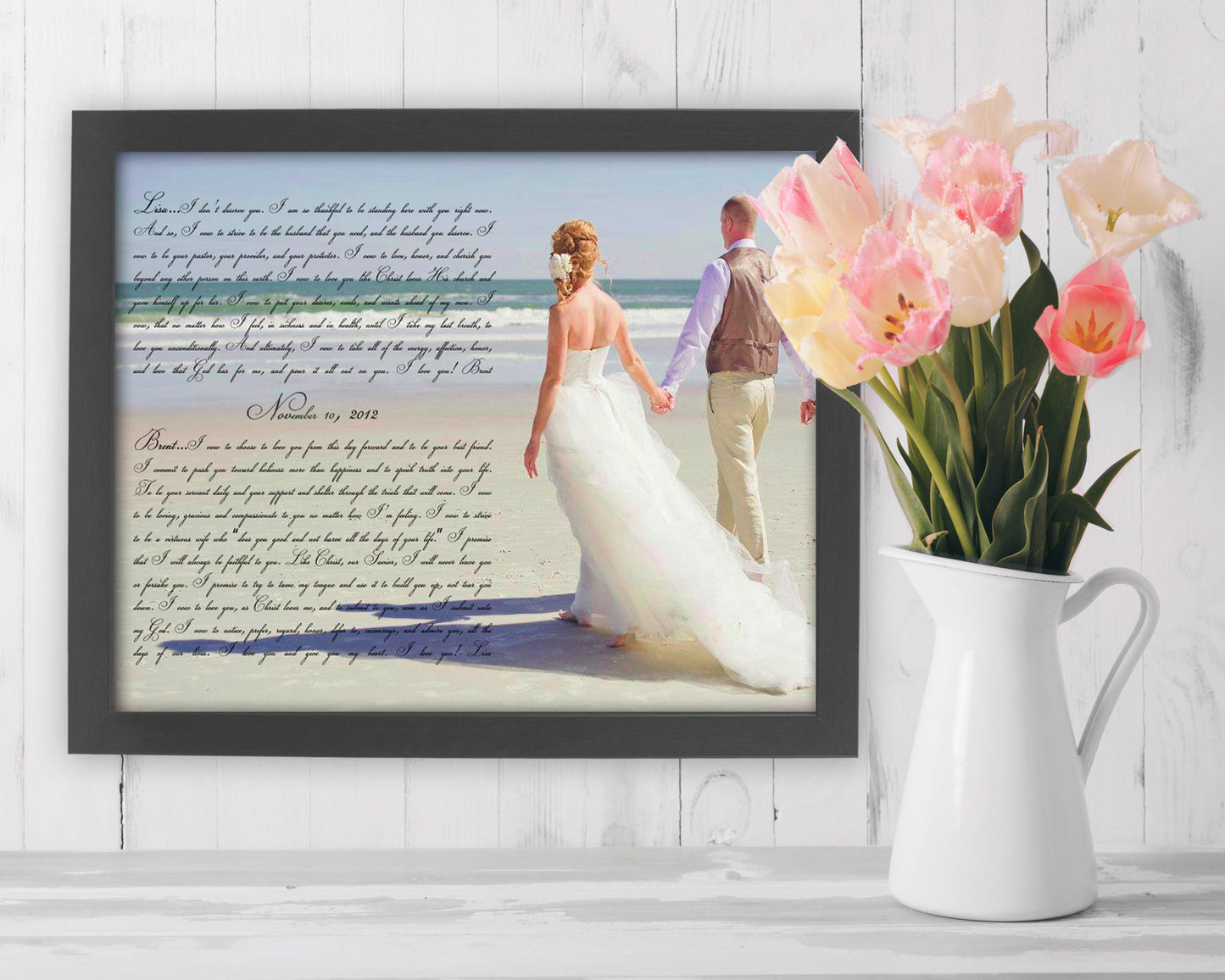 Printed Vows with Wedding Photo - Fine art and canvas personalized anniversary and inspirational gifts