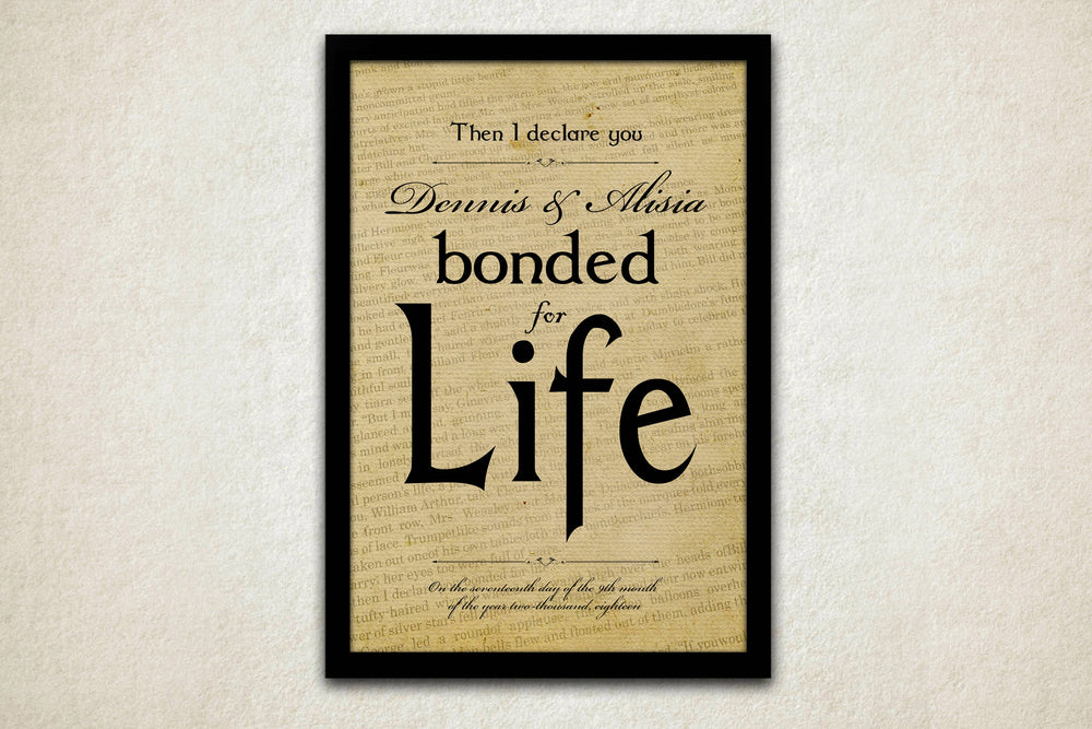 Romantic Art Print: Then I Declare you Bonded for Life - Hunnycomb Proverbs - Wedding gift ideas - paper anniversary gifts 