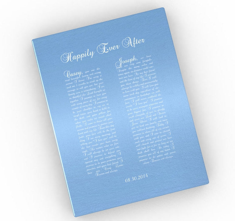 Personalized Metallic Wedding Vow Canvas - Happily Ever After - Fine art and canvas personalized anniversary and inspirational gifts