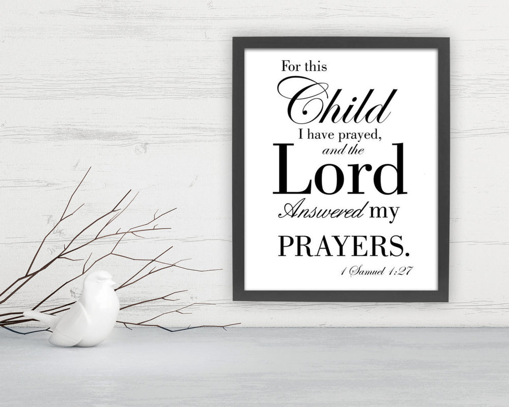 Scripture about children on fine art, gift for new mother,  Bible verse art for nursery, Scripture Print 8x10, parent gift, 1 Samuel 1:27