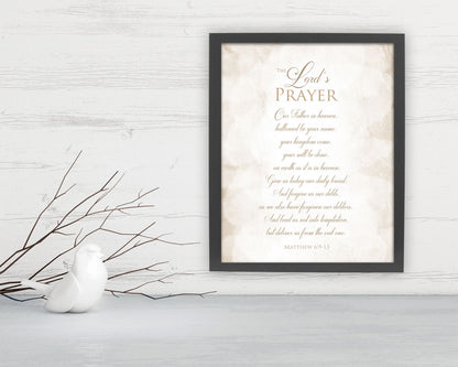Matthew 6:9-13, Framed Scripture print, Bible Verse Print, The Lord's prayer, Christian, gift, Inspirational, Christian, wall decor, pastor