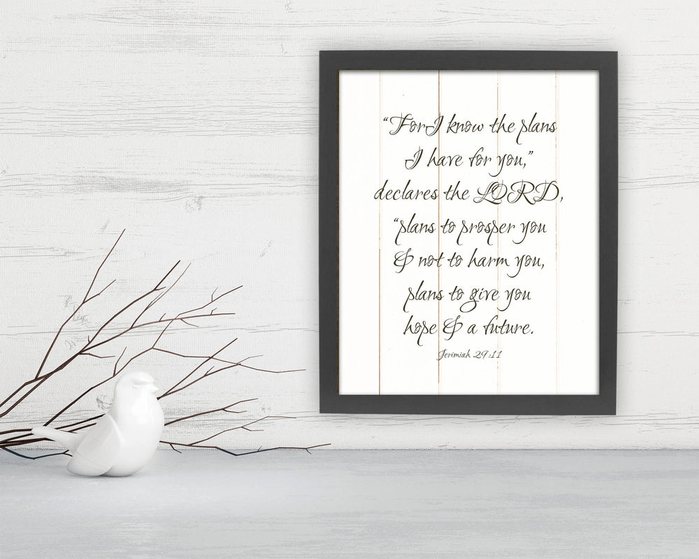 Jeremiah 29:11, Framed, Scriptures, print, Fine art prints, christian decor, bible verses, gift, inspirational, pastor, teacher