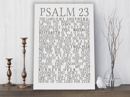 Psalm 23 Subway sign on Canvas Bible verse print "The Lord is my Shepherd I shall not want." Christian Word art Scripture canvas