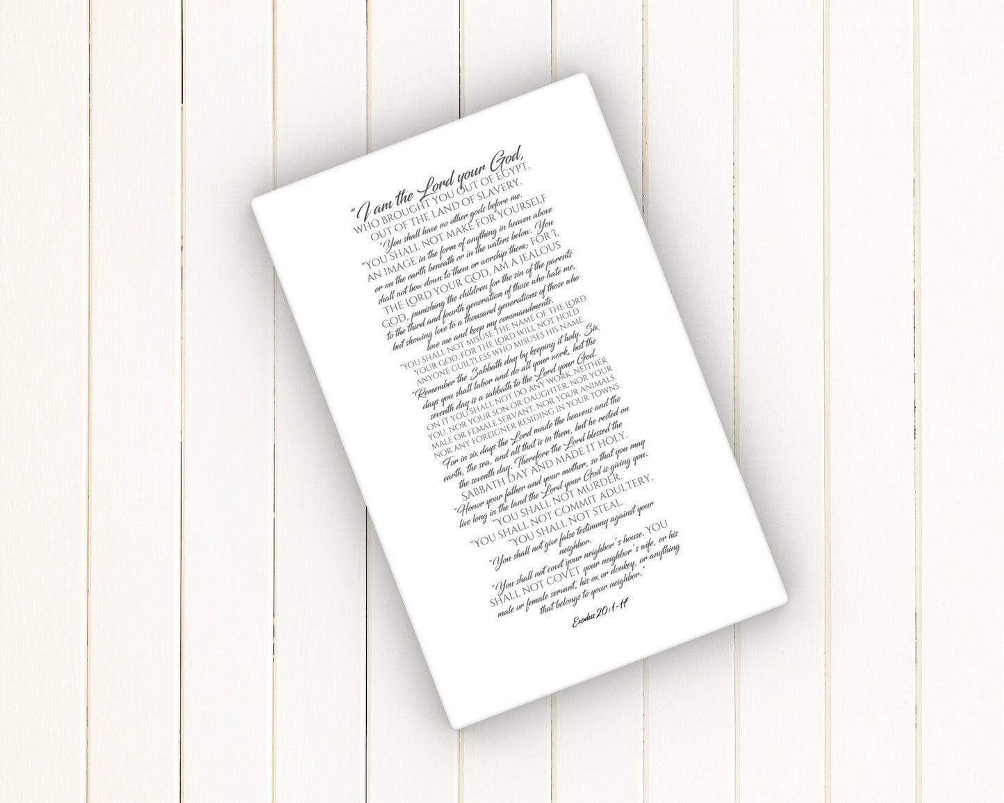 Canvas Scripture Print, the ten commandments, 10 commandments, gift, contemporary bible verse art, Exodus 20, gift, church decor, pastor - Fine art and canvas personalized anniversary and inspirational gifts