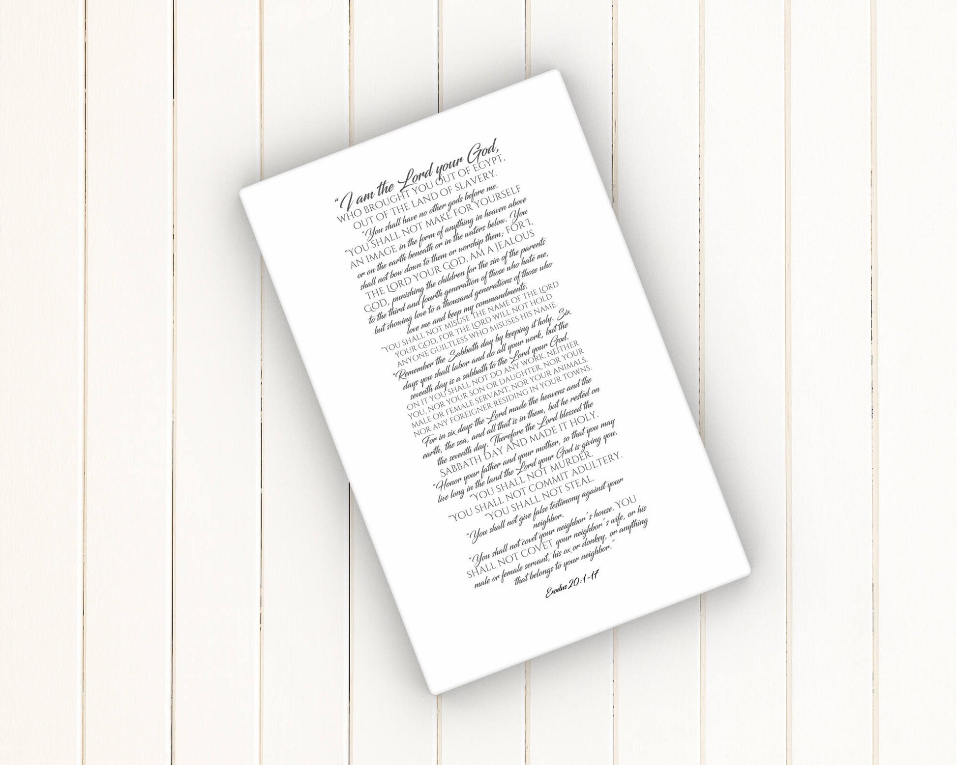 Canvas Scripture Print, the ten commandments, 10 commandments, gift, contemporary bible verse art, Exodus 20, gift, church decor, pastor - Fine art and canvas personalized anniversary and inspirational gifts