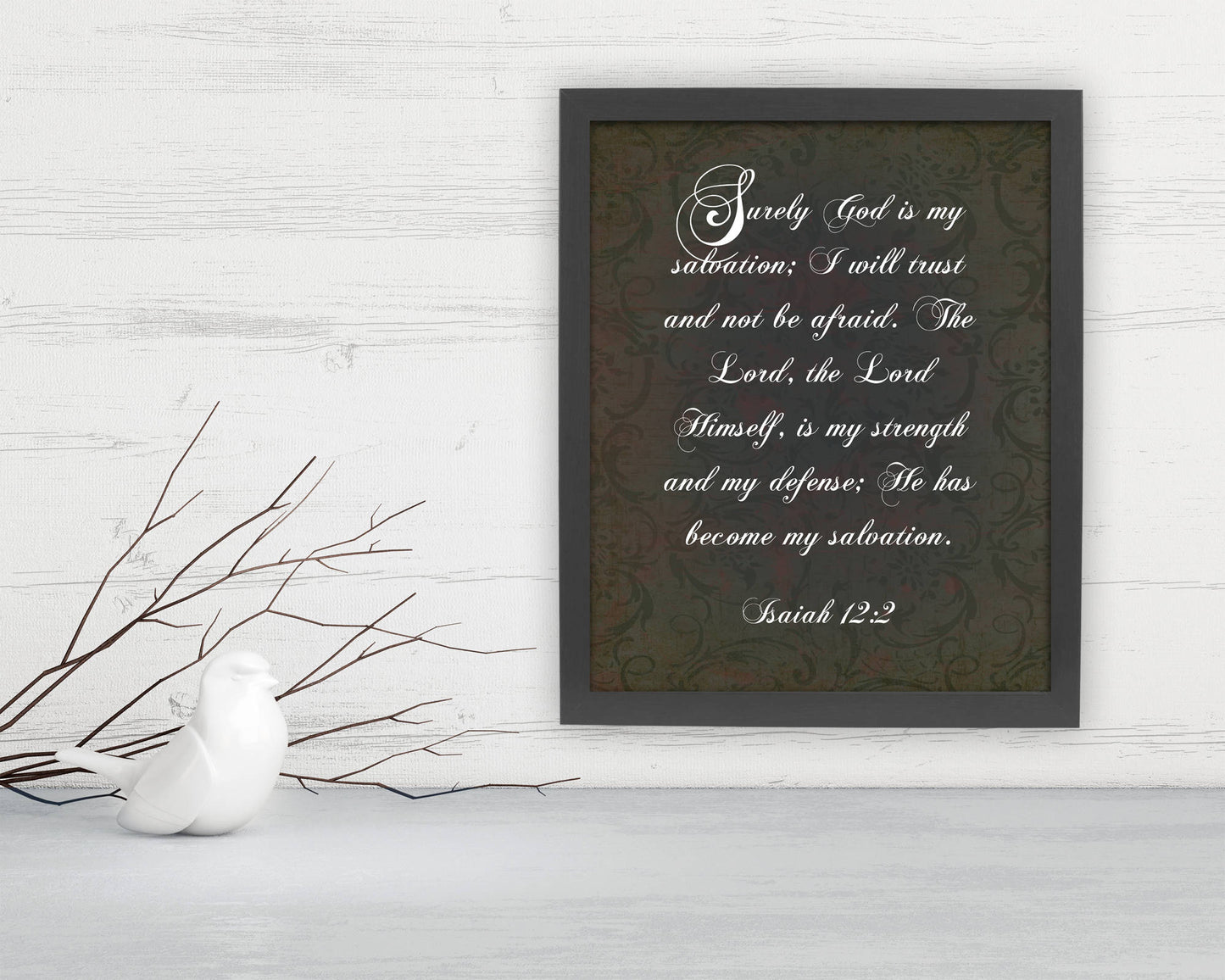 Isaiah 12:2, Framed, God is my salvation, Fine art prints, christian decor, bible verses, gift, inspirational, pastor, teacher