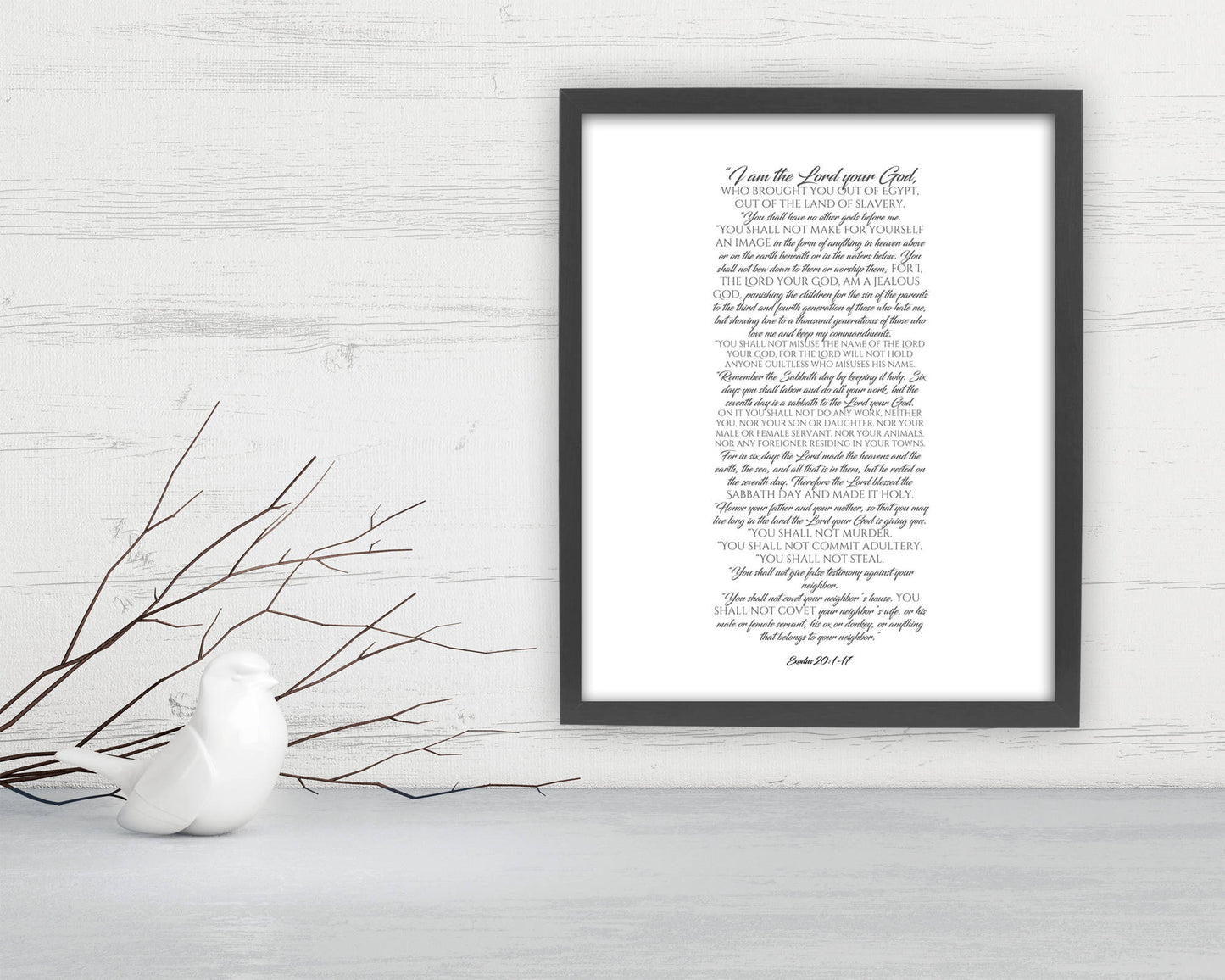 10 Commandments, Framed Scripture Print, Bible Verse Print, The ten commandments, gift, christian decor, Exodus 20, print, preacher gift