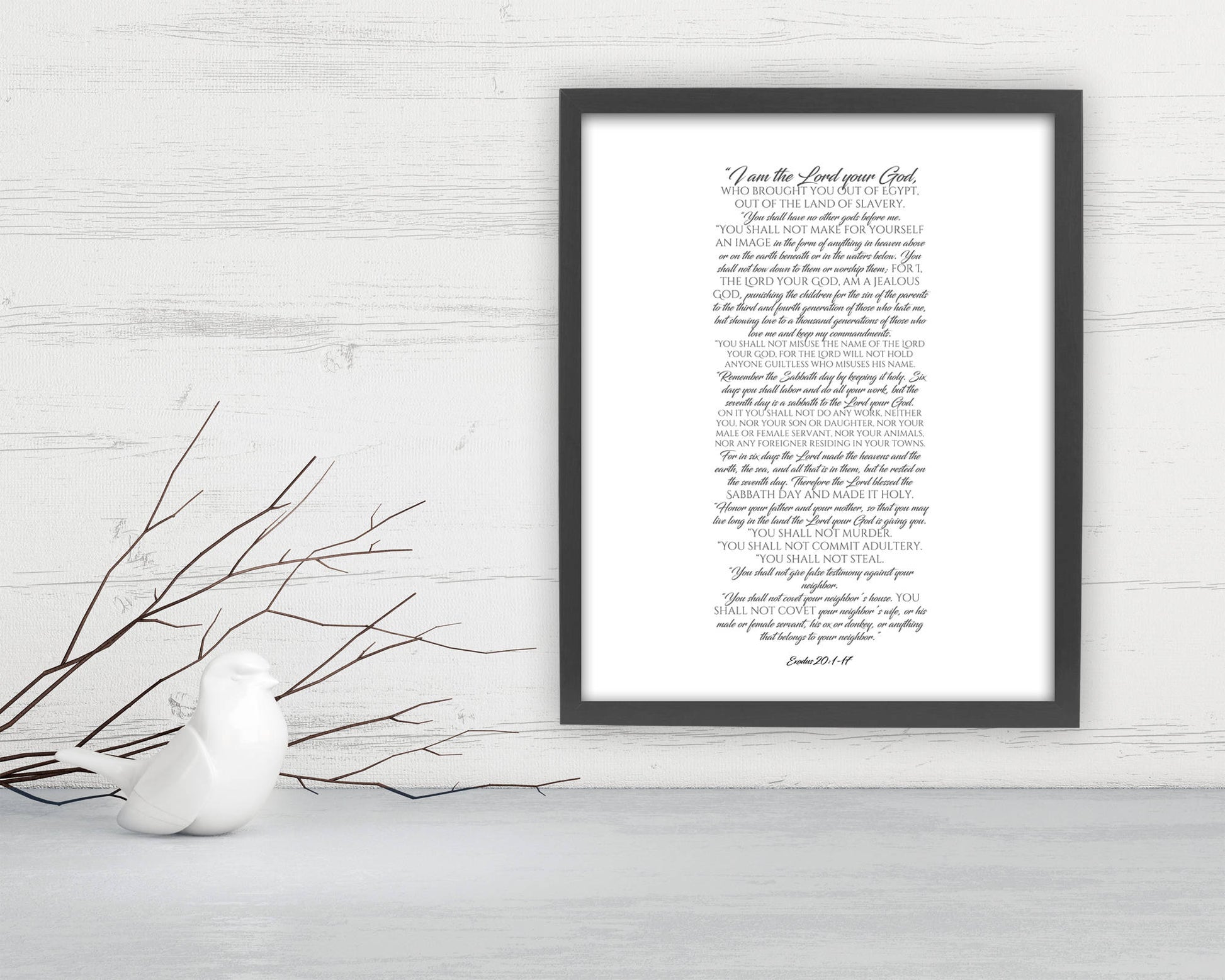 10 Commandments, Framed Scripture Print, Bible Verse Print, The ten commandments, gift, christian decor, Exodus 20, print, preacher gift