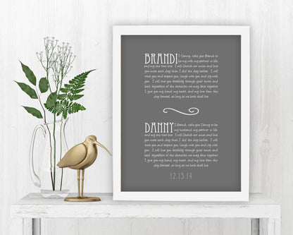 Personalized Framed Wedding Vows - Fine art and canvas personalized anniversary and inspirational gifts