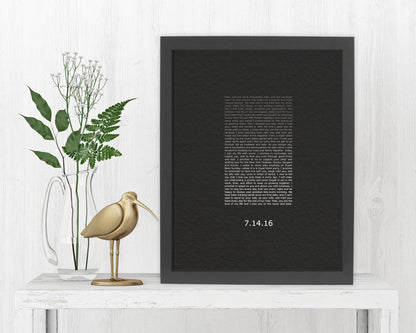 Contemporary Vow Art for Him, paper or canvas anniversary wedding vows wall art by Honeycomb Proverbs