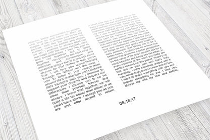 Framed Wedding Vows, Printed vows, His and Her Wedding Vow print, Anniversary Gift, for him, for her. Holiday gifts for new wife, Christmas