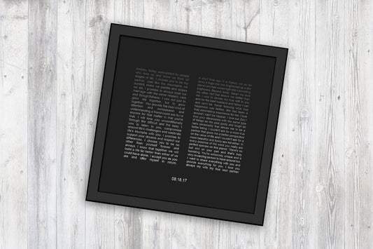 Framed Wedding Vows, Printed vows, His and Her Wedding Vow print, Anniversary Gift, for him, for her. Holiday gifts for new wife, Christmas