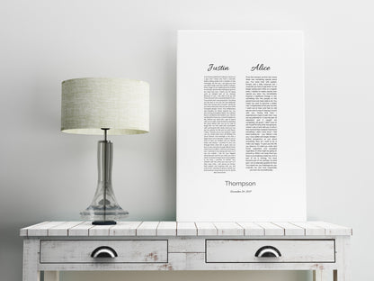 His and Her, Wedding Vow Print, 1st year Anniversary Gift, Art, Canvas, Framed, Vows, Anniversary, Paper, Printed, Christmas gift, husband
