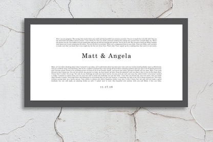 Gift for Wife, Anniversary, Christmas, Gift for Husband, Paper, First Wedding Anniversary Gifts, Wedding Vows Printed, Framed Vows, Gift