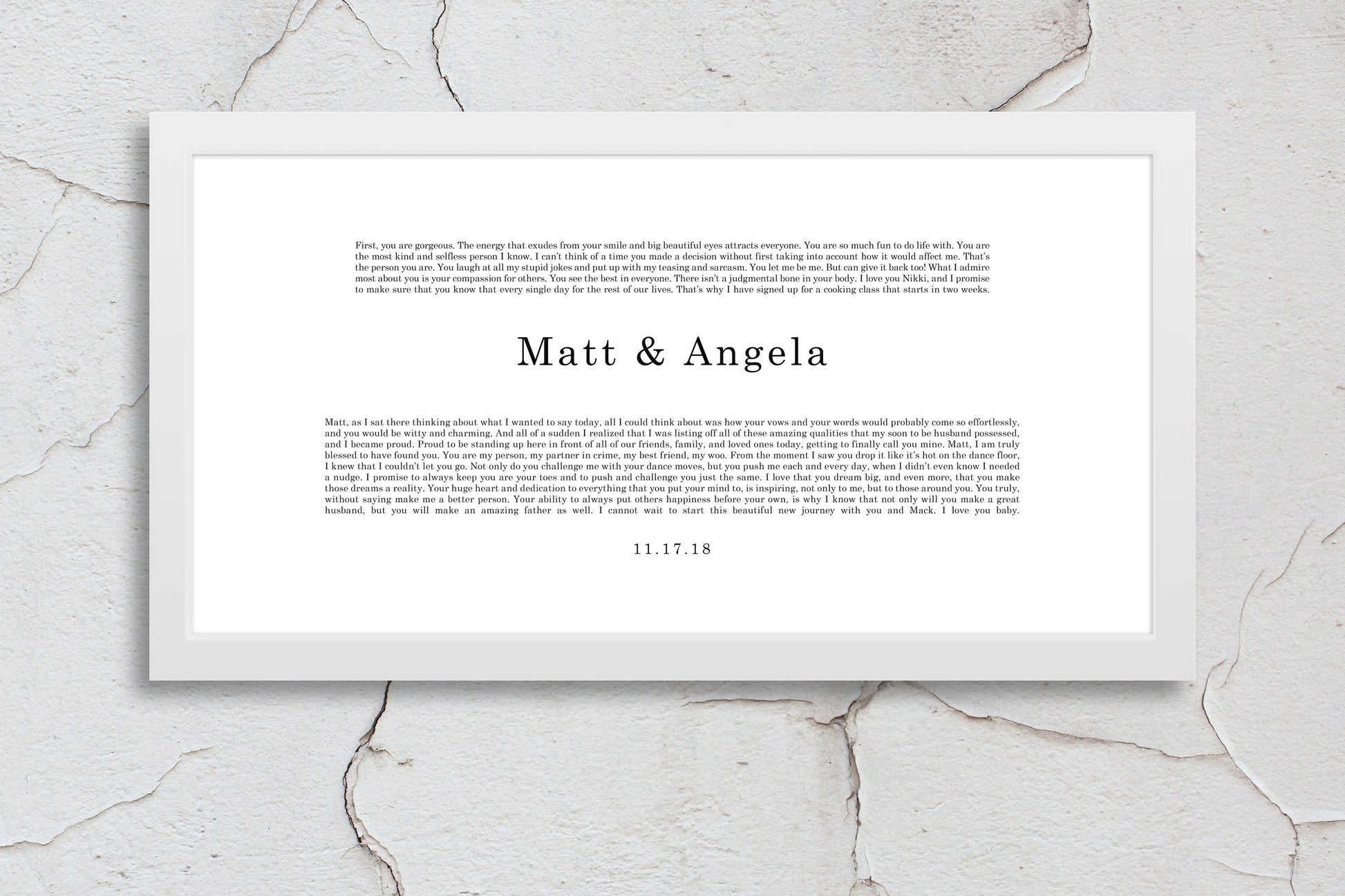 Gift for Wife, Anniversary, Christmas, Gift for Husband, Paper, First Wedding Anniversary Gifts, Wedding Vows Printed, Framed Vows, Gift