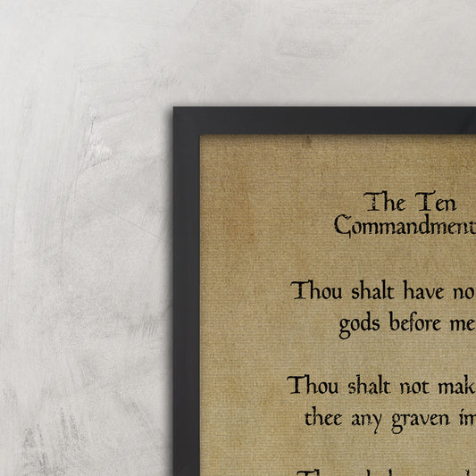 Vintage 10 Commandments Decor, Old World Religious Decor, Old Scripture Canvas, Ancient Decor, Religious Decor for Den, Pastor Office gift