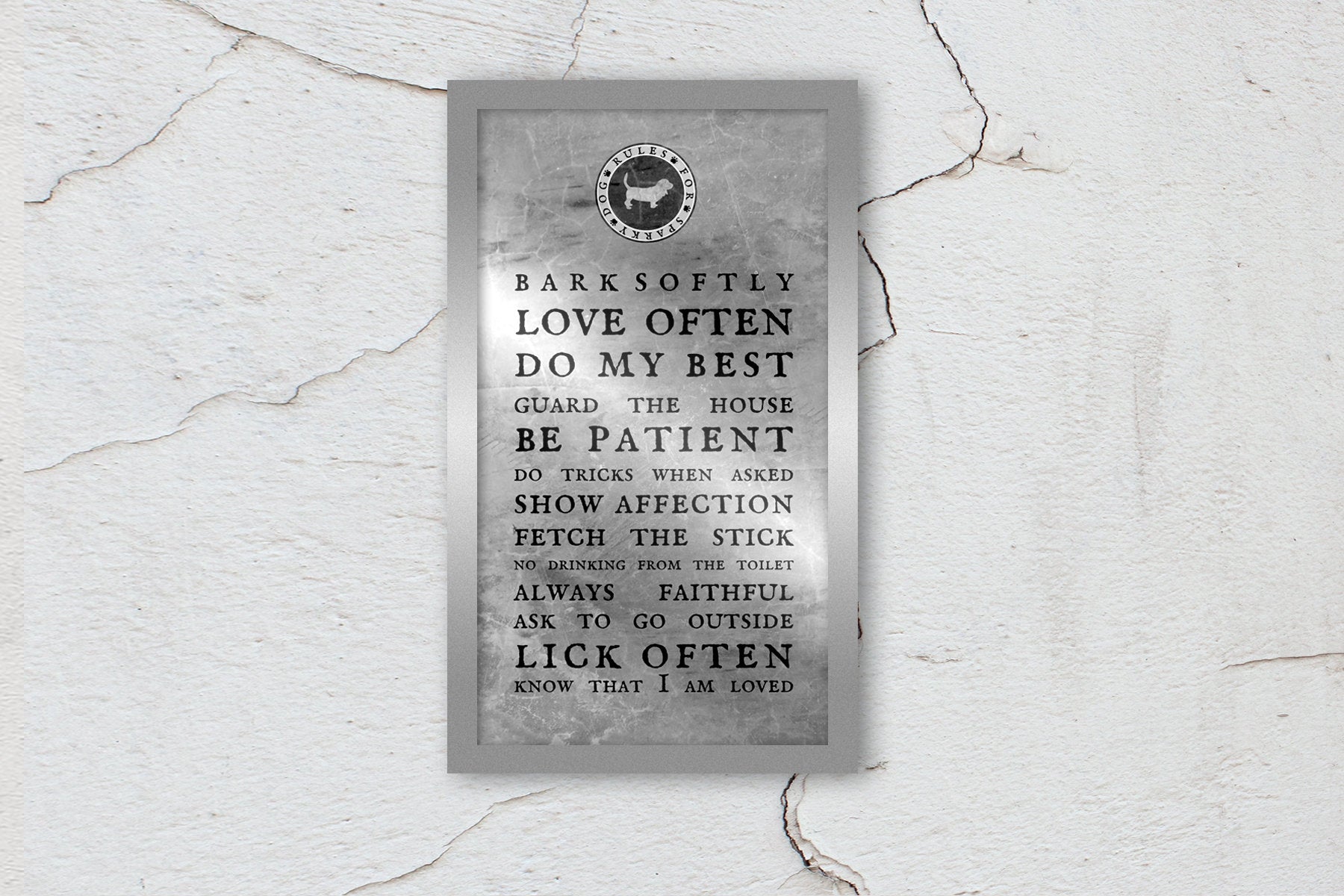 Personalized, Dog Rules, Metal, Framed, Gift, for, Pet, Dog, Dog lovers, Bark Softly, Poster, Print, art,House-warming, birthday, new, puppy